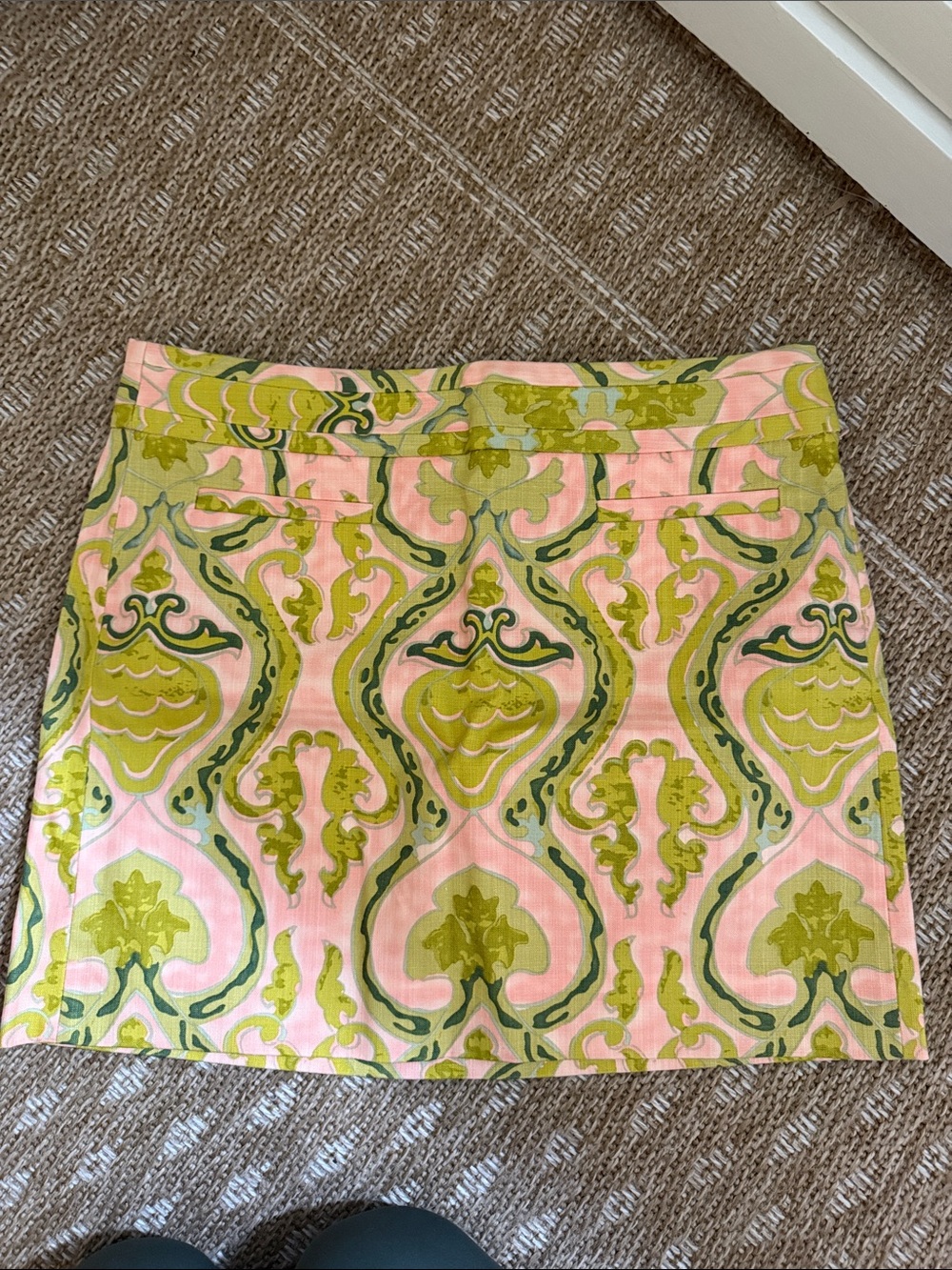 J. Crew Pink and Green Printed Mini Skirt